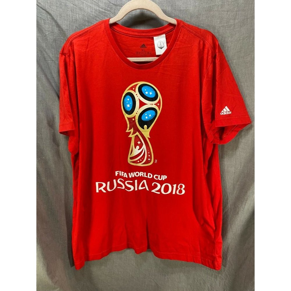 Russia 2018 Fifa Adidas‎ Shirt Adult Extra Large Red Short Sleeve Tee Mens.